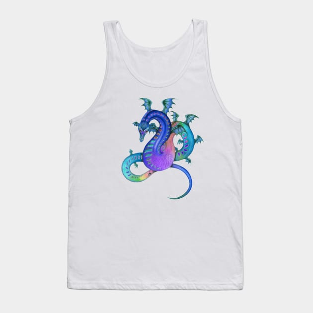 Fabulous Rainbow Dragon in Royal Blue, Teal, and Purple Tank Top by Sandra Staple